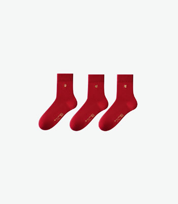 Red Auspicious Embroidered Socks